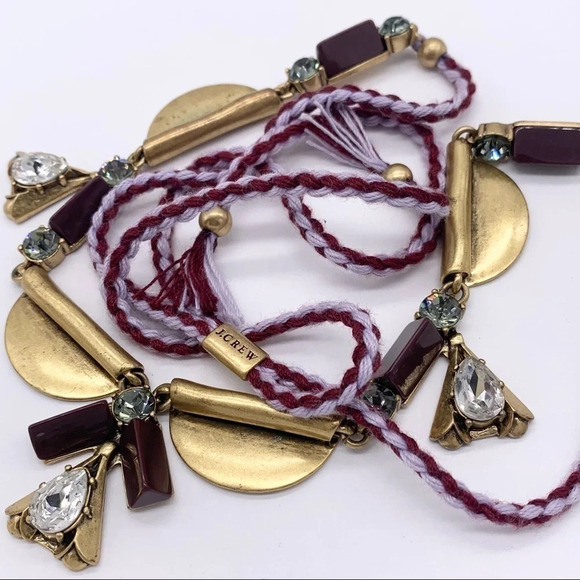 J. Crew Half Moon Jeweled Corded Necklace - Picture 2 of 3